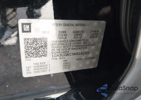 2019 GMC Yukon Xl Slt from USA, damaged, VIN 1GKS1GKC5KR141316